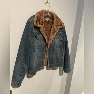Marvin Richards faux fur lined denim jacket. Size medium